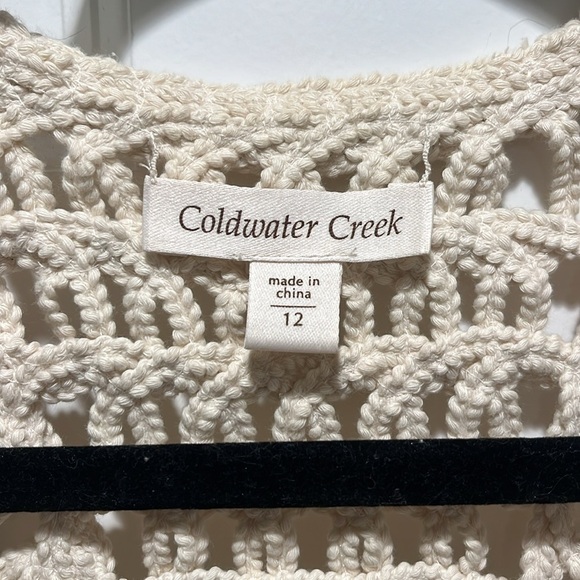 Vintage Coldwater Creek Stunning Crochet Tan Cream open front Cardigan bolero - Picture 4 of 8